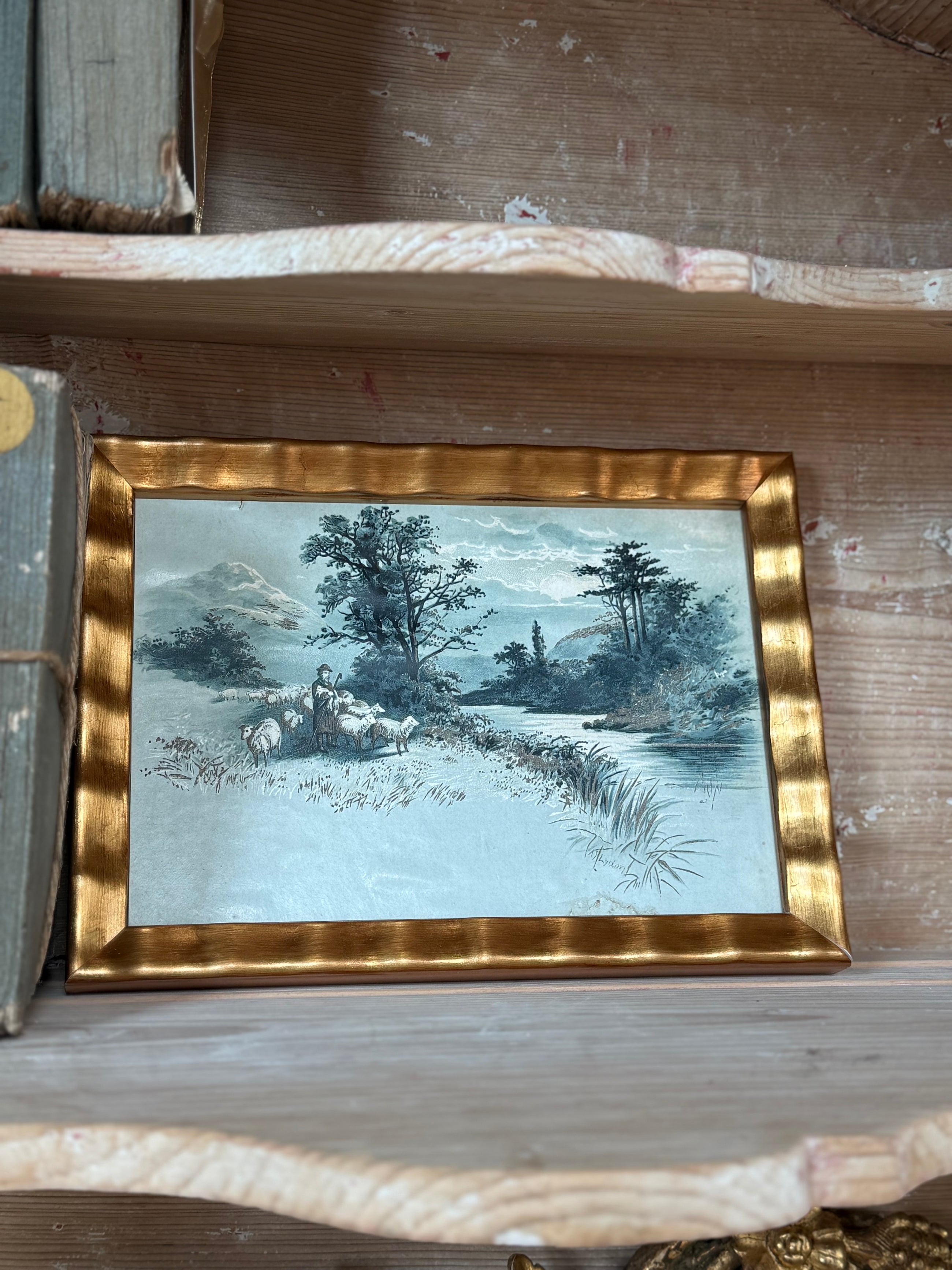 Turn of 20th C Blue and White Etching