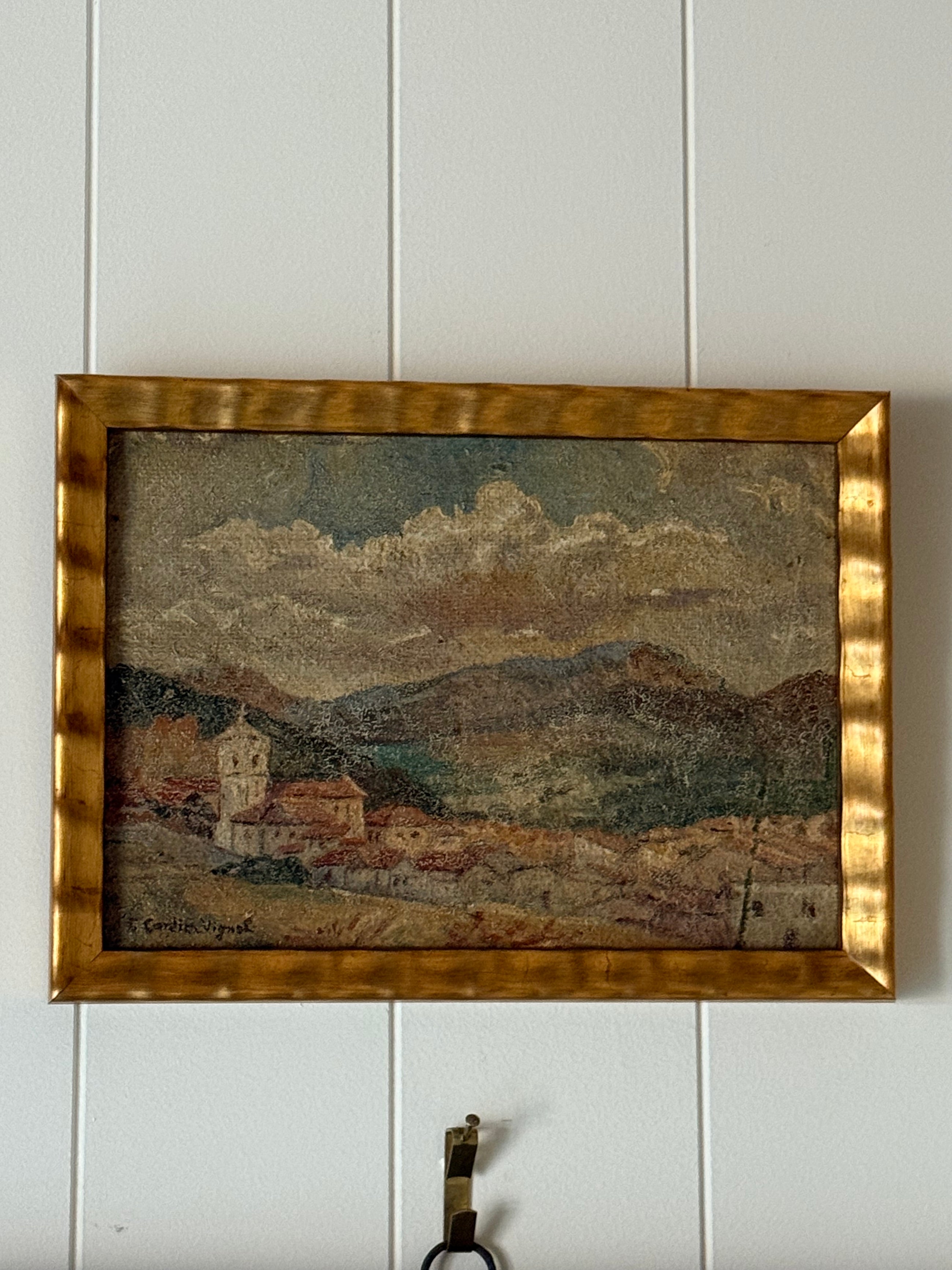 Provencal Village Scene, Turn of 20th c, Oil Painting