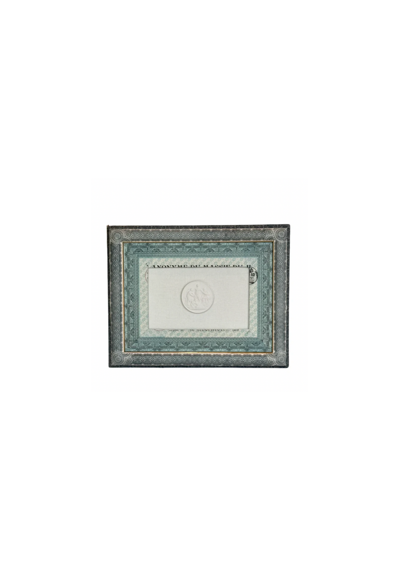 French Decoupaged Frame with Intaglio, Green Horizontal