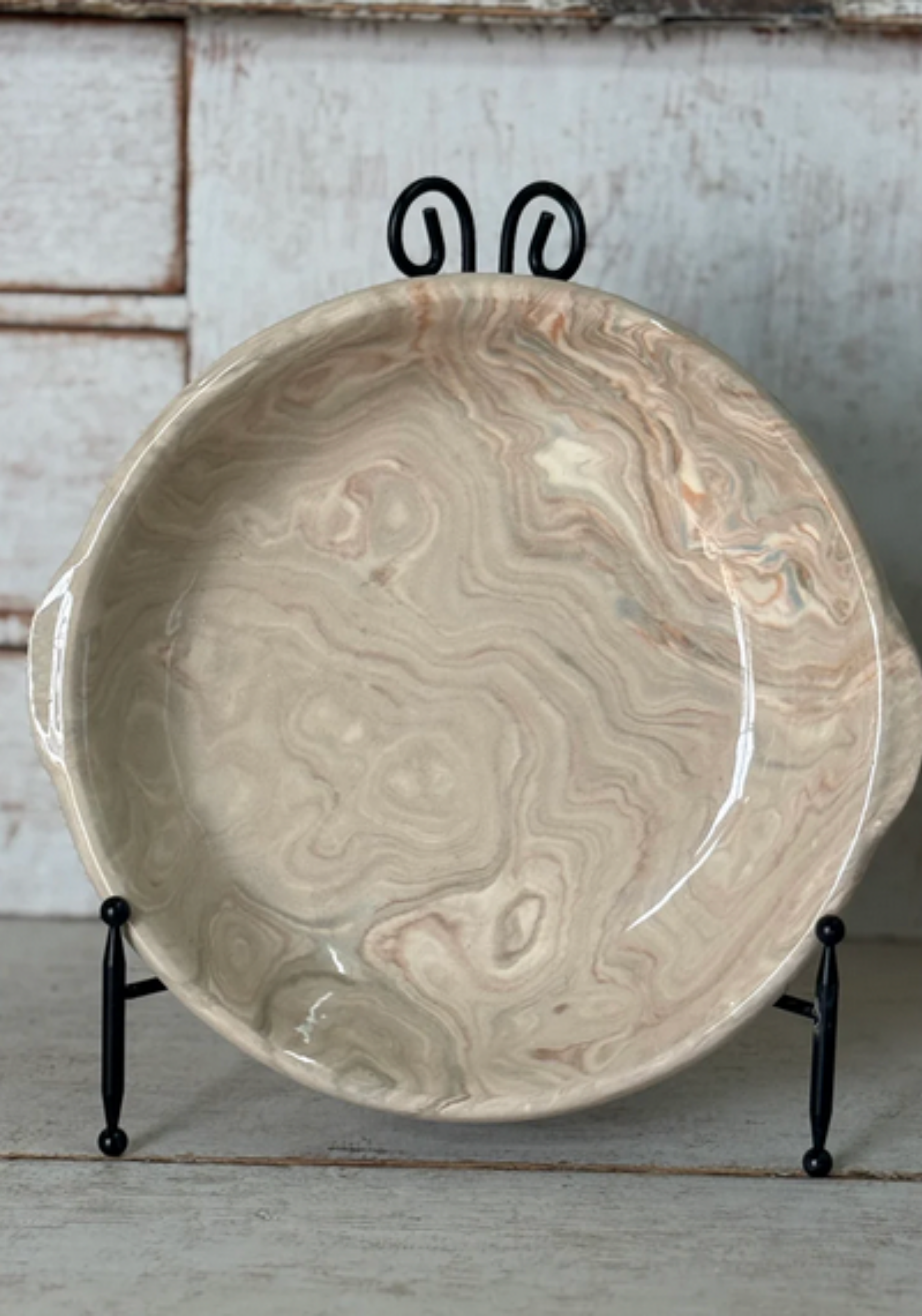 Vintage Marbelized Pichon d'Uzes Handled Bowl