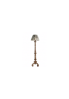 Spanish Heritage Candlestick Floor Lamp with Marbled Pleated Shade
