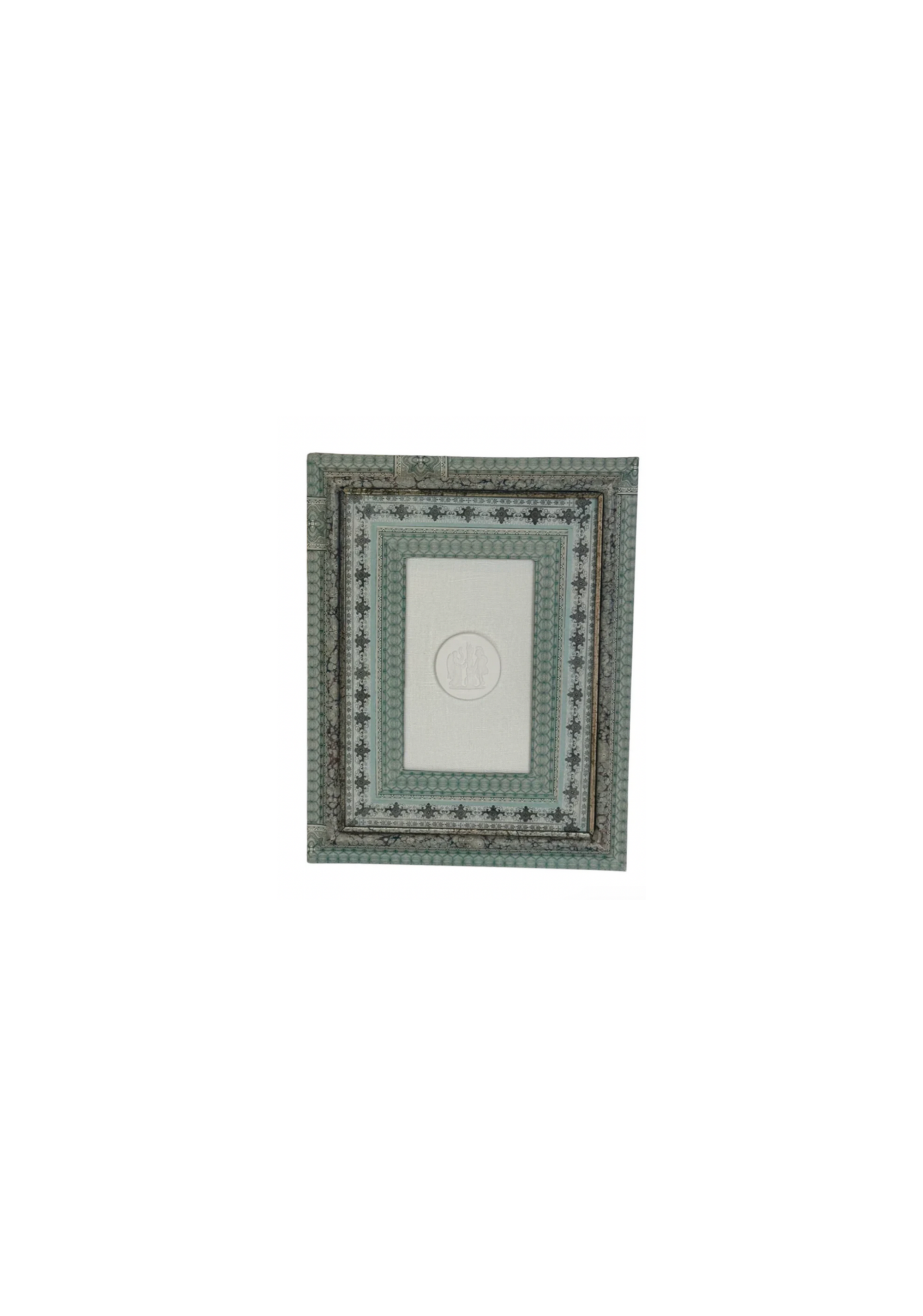 French Decoupaged Frame with Single Intaglio, Green Vertical