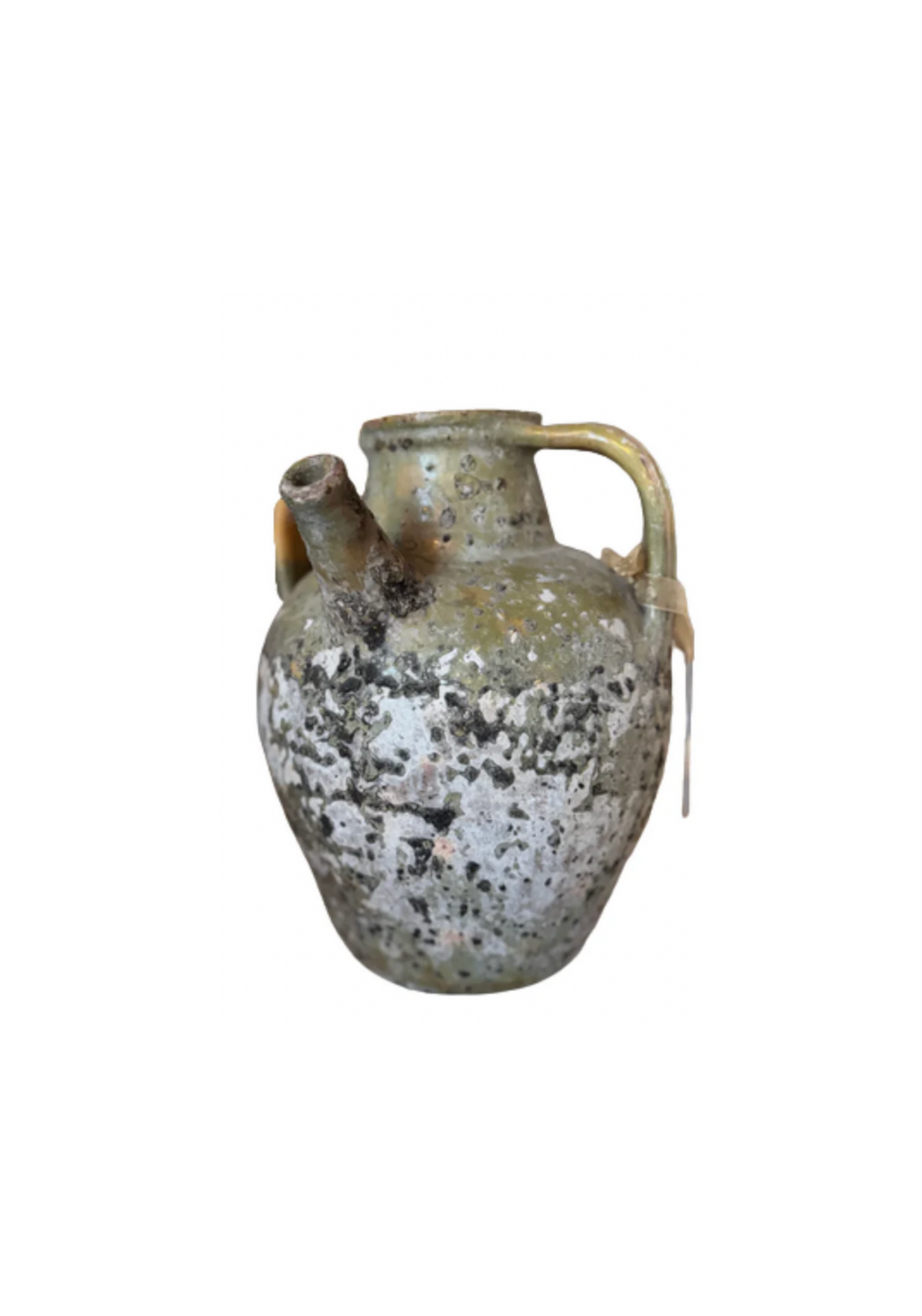 19th C French Walnut Oil Jug in Pale Green