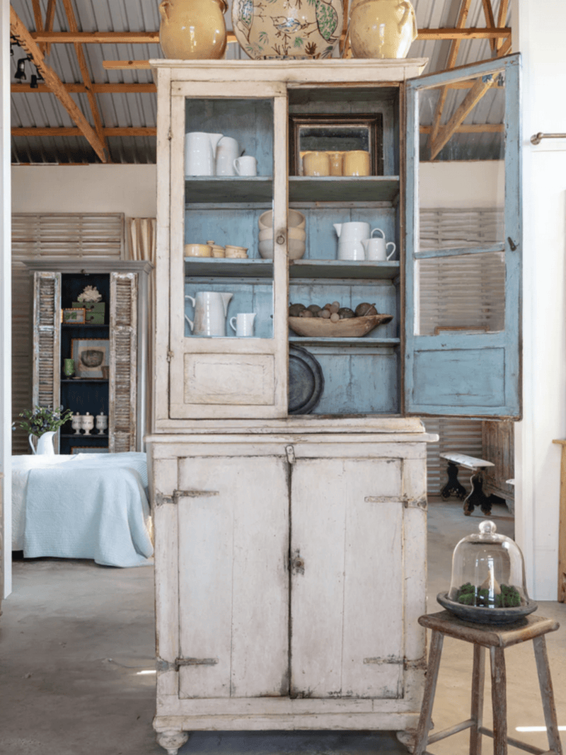 18th C Tuscan Original Glass Fronted Cabinet