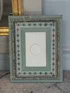 French Decoupaged Frame with Single Intaglio, Green Vertical