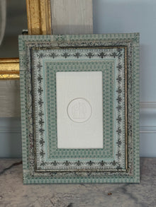 French Decoupaged Frame with Single Intaglio, Green Vertical