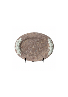 Vintage Marbelized Pichon d'Uzes Platter with Relief Carving