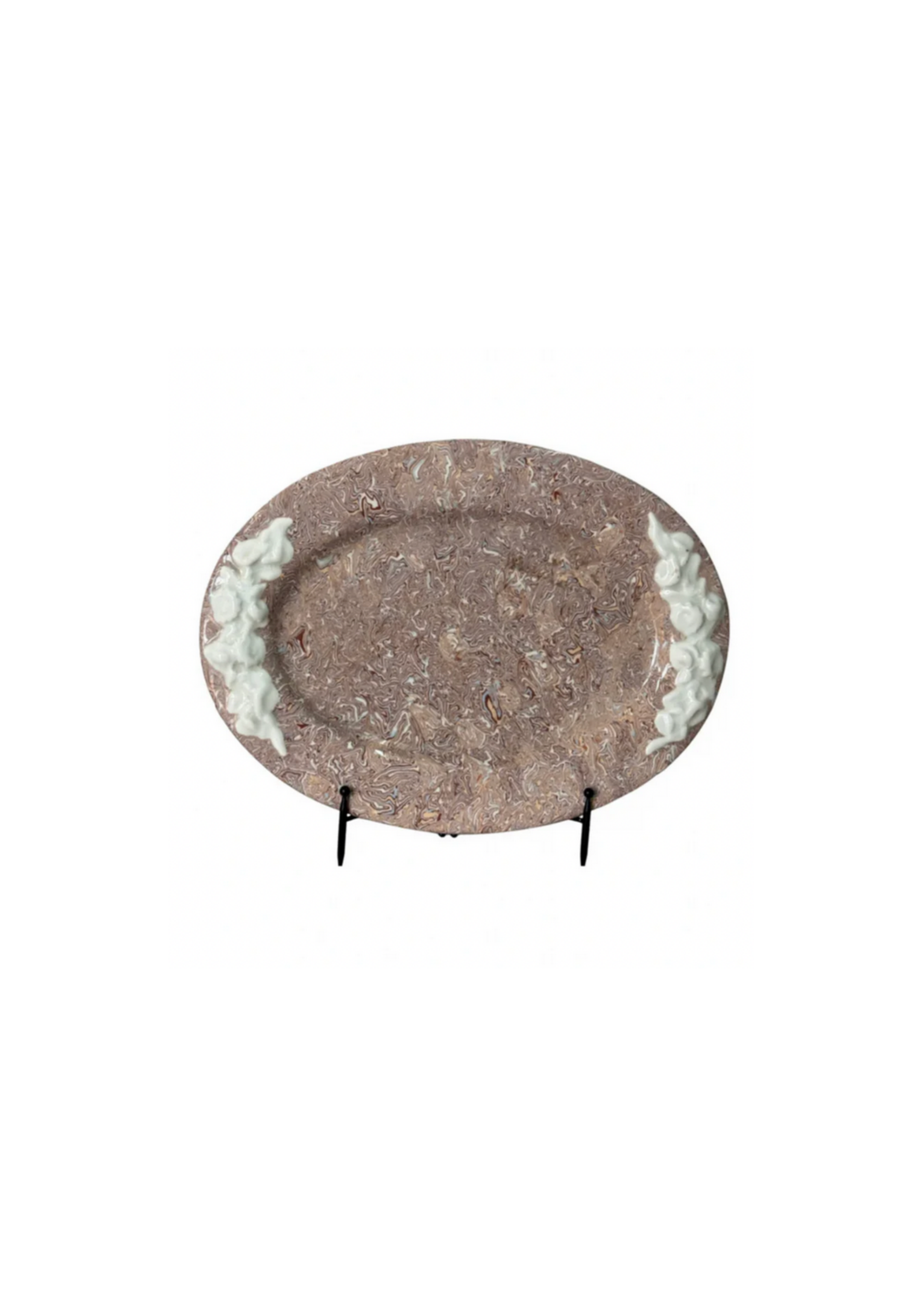 Vintage Marbelized Pichon d'Uzes Platter with Relief Carving