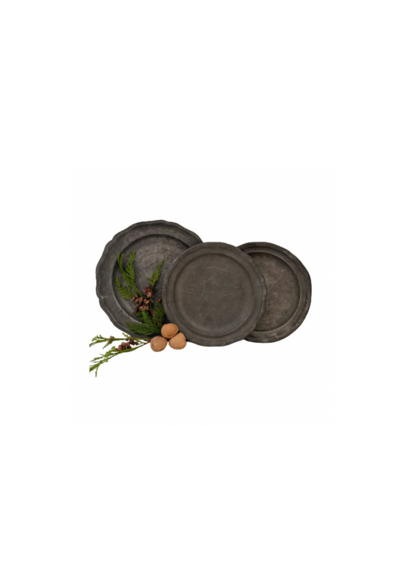 Antique Pewter Charger Plate, Plays de Loire - Small