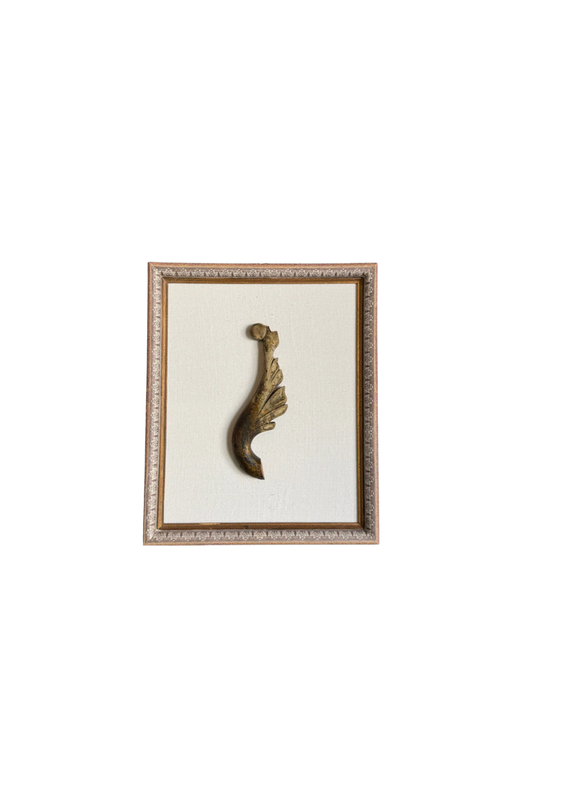 Handmade Paper Frame with Wooden Fragment on Linen Mat