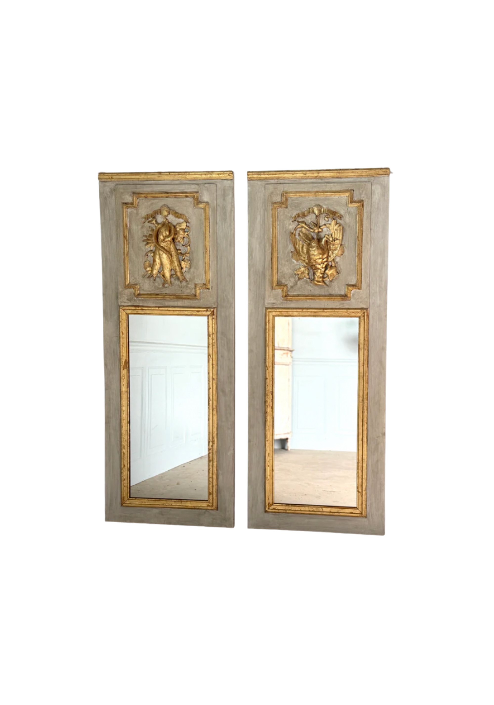 Pair of Antique French Gilt Trumeau Mirrors