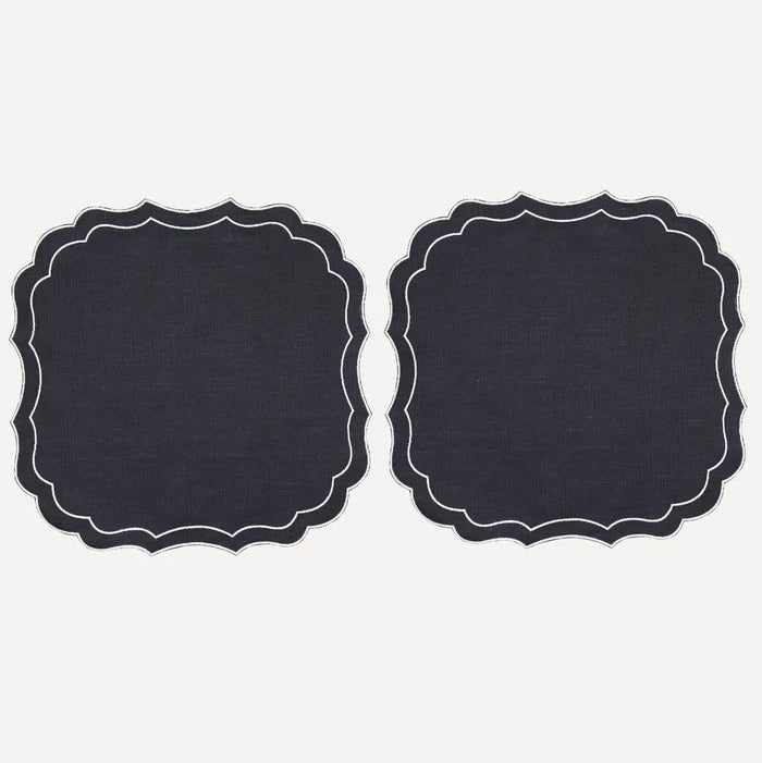 Pair of Stella Waxed Italian Linen Placemats, Navy