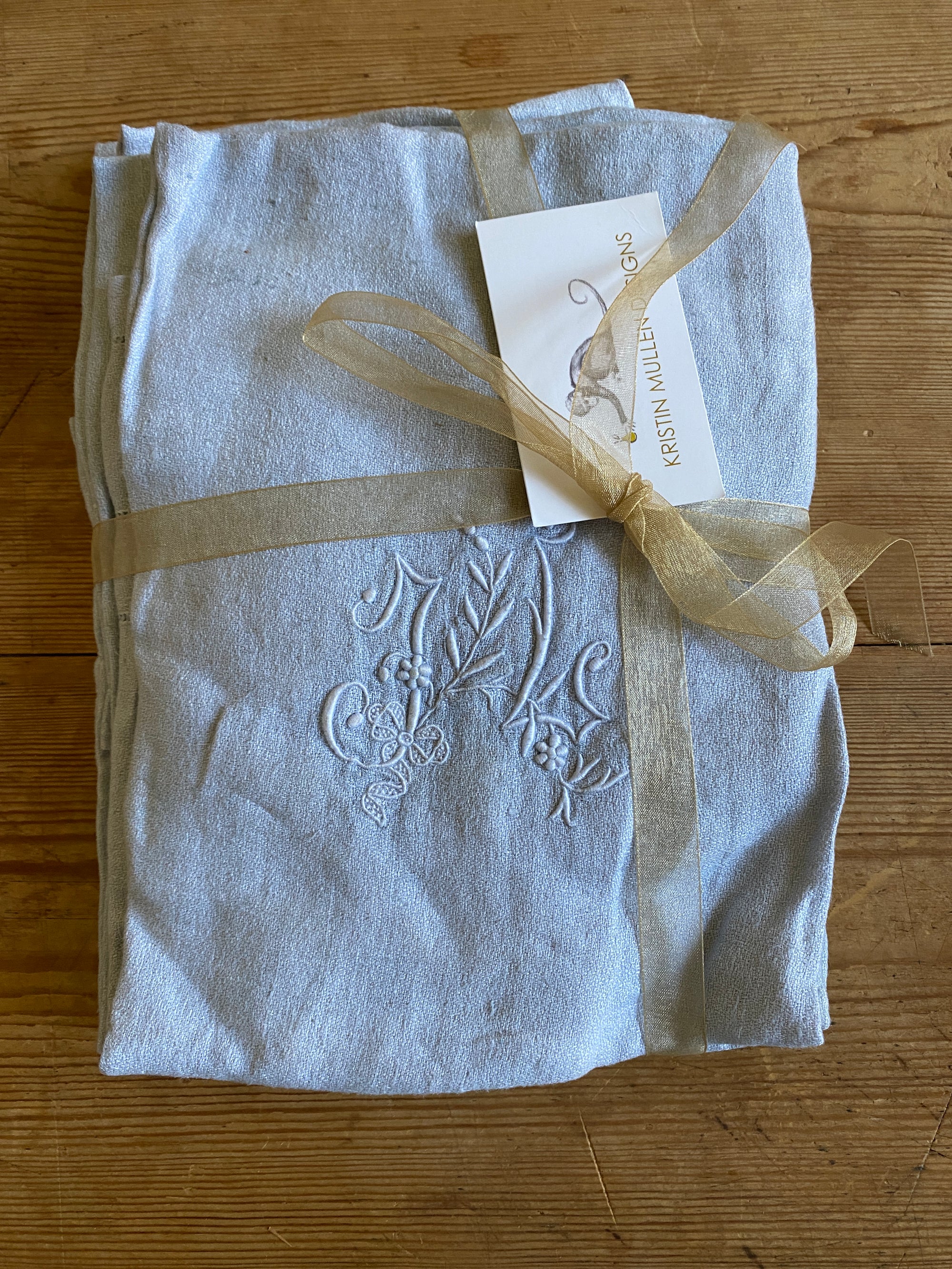 Vintage Hand-Dyed Monogrammed Napkin Set