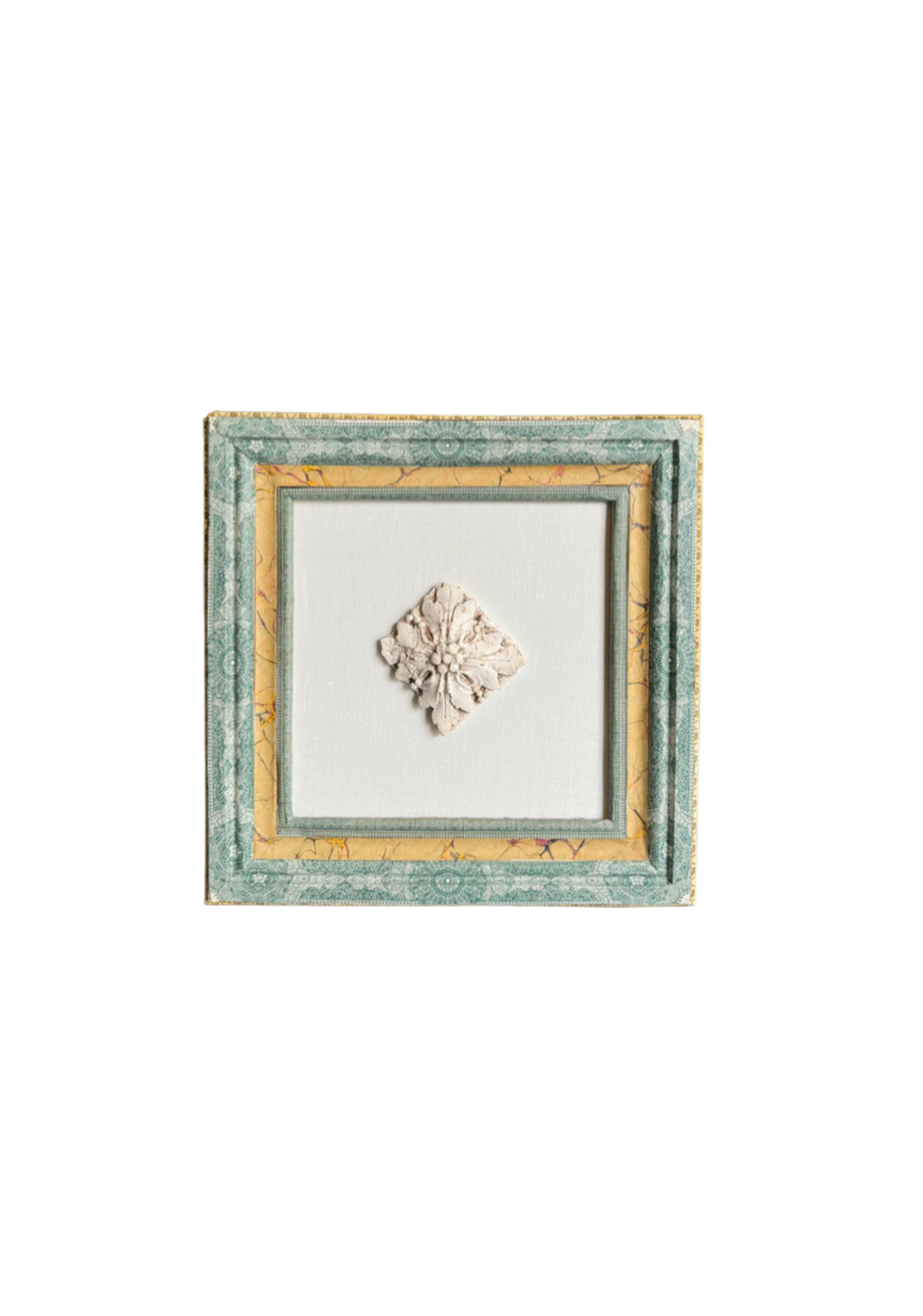 Plaster Fragment Mounted on Linen in Handmade Frames