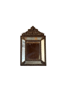 19th C Flemish Mirror with Ornate Crest and Original Glass