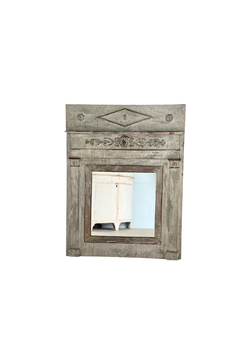 Antique French Painted Trumeau Mirror