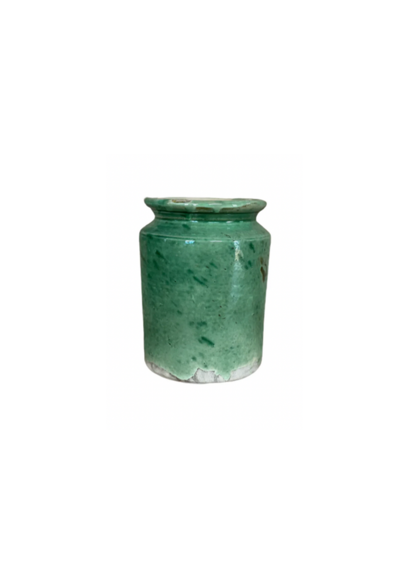 19th C Glazed Green Vase from St.-Jean-De-Fos