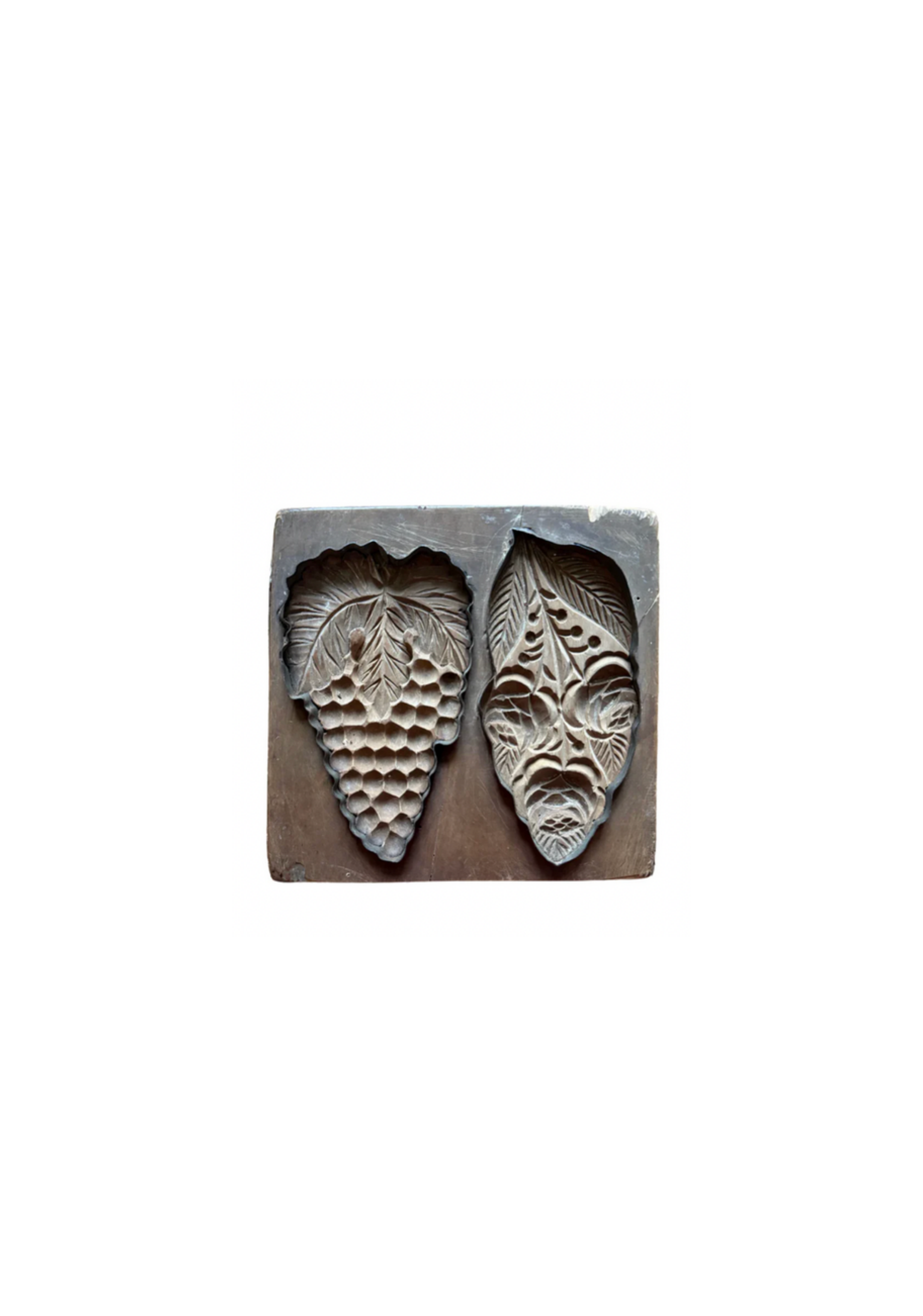 Antique Belgian Boulangerie Cookie Mold — Carved Pine Cone Motif