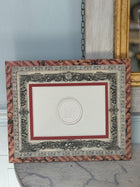 French Decoupaged Frame with Intaglios, Scarlet and Charcoal