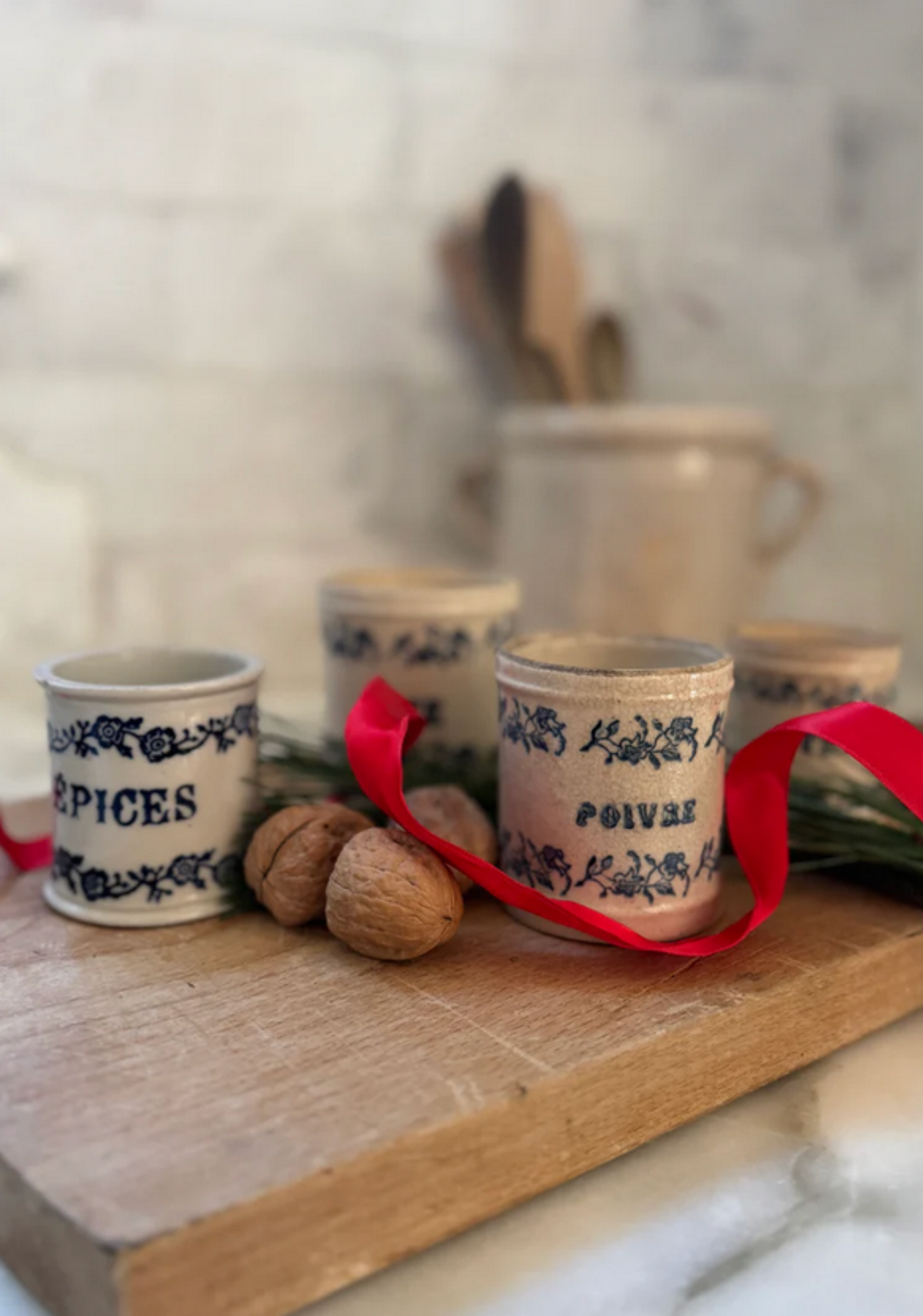 Vintage French Kitchen Canisters, Medium
