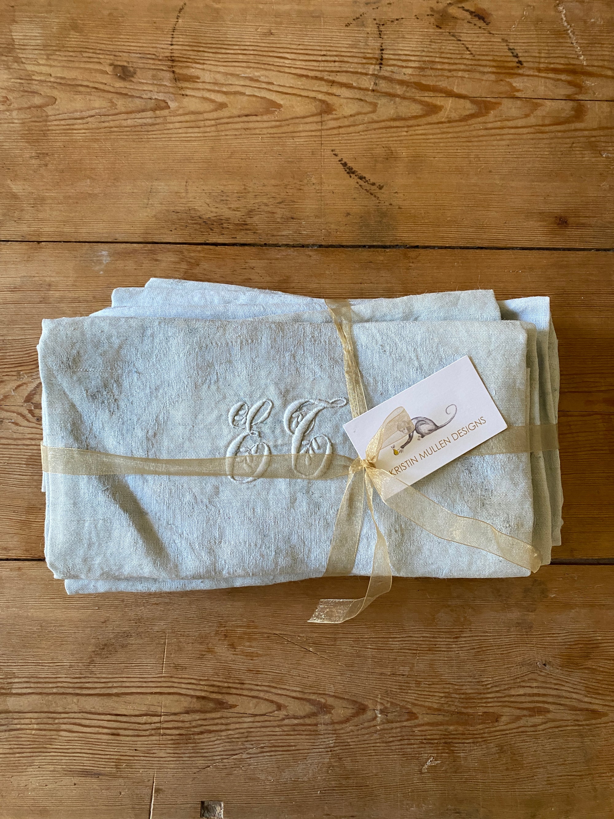 Vintage Hand-Dyed Monogrammed Napkin Set