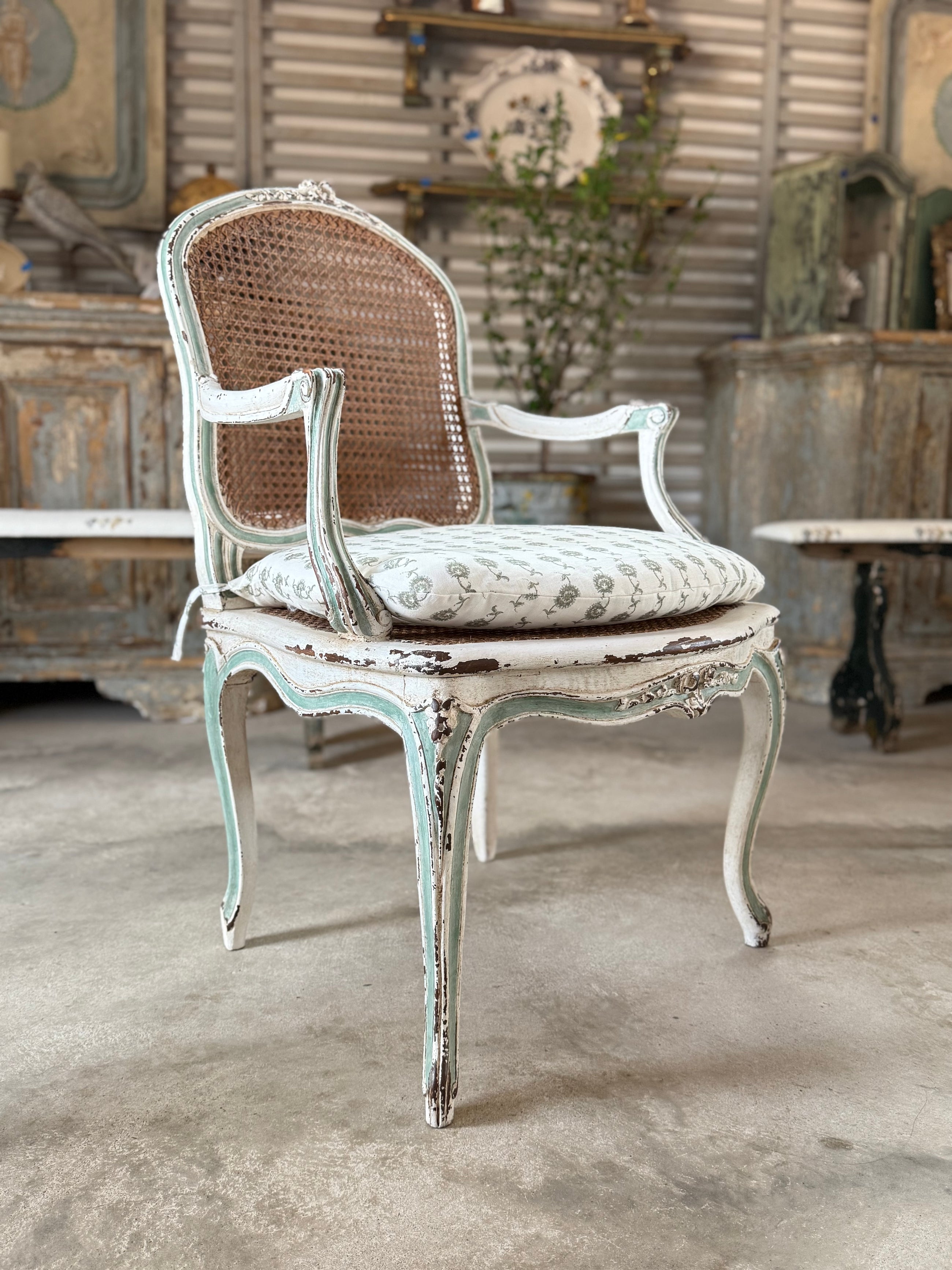 Pair late 19th C French Cane Back Chairs