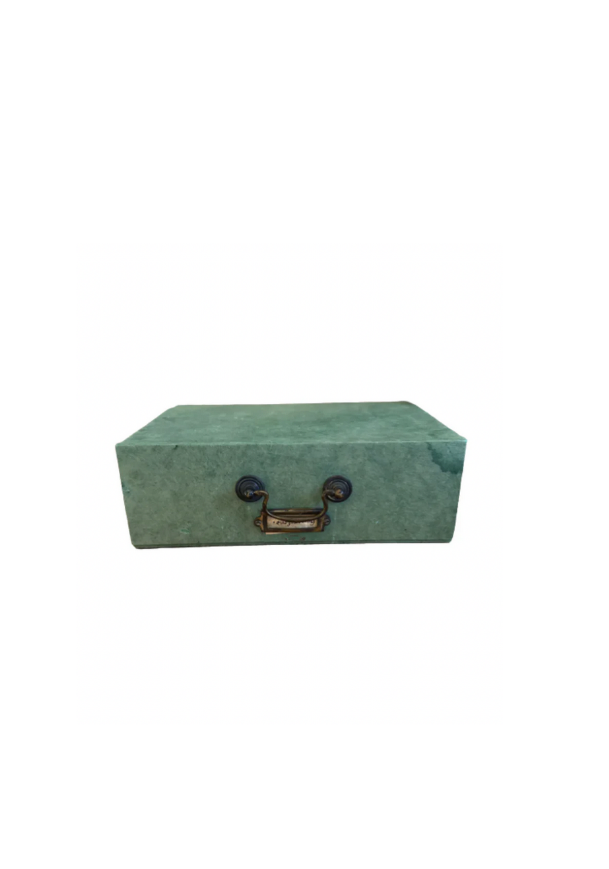 Vintage French Green Documents Box with Brass Handle