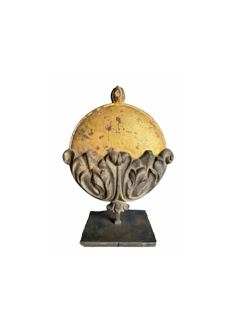 Antique Belgian Gilded Orb Fragment on Stand