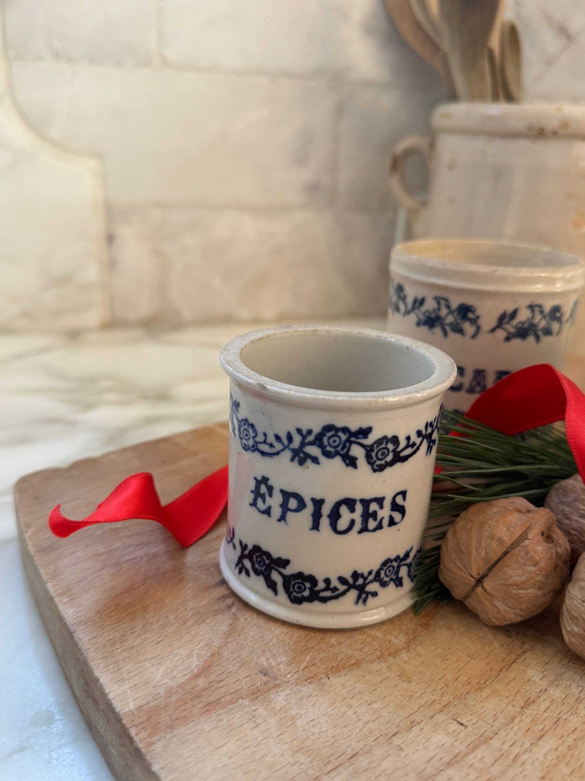 Vintage French Kitchen Canisters, Medium