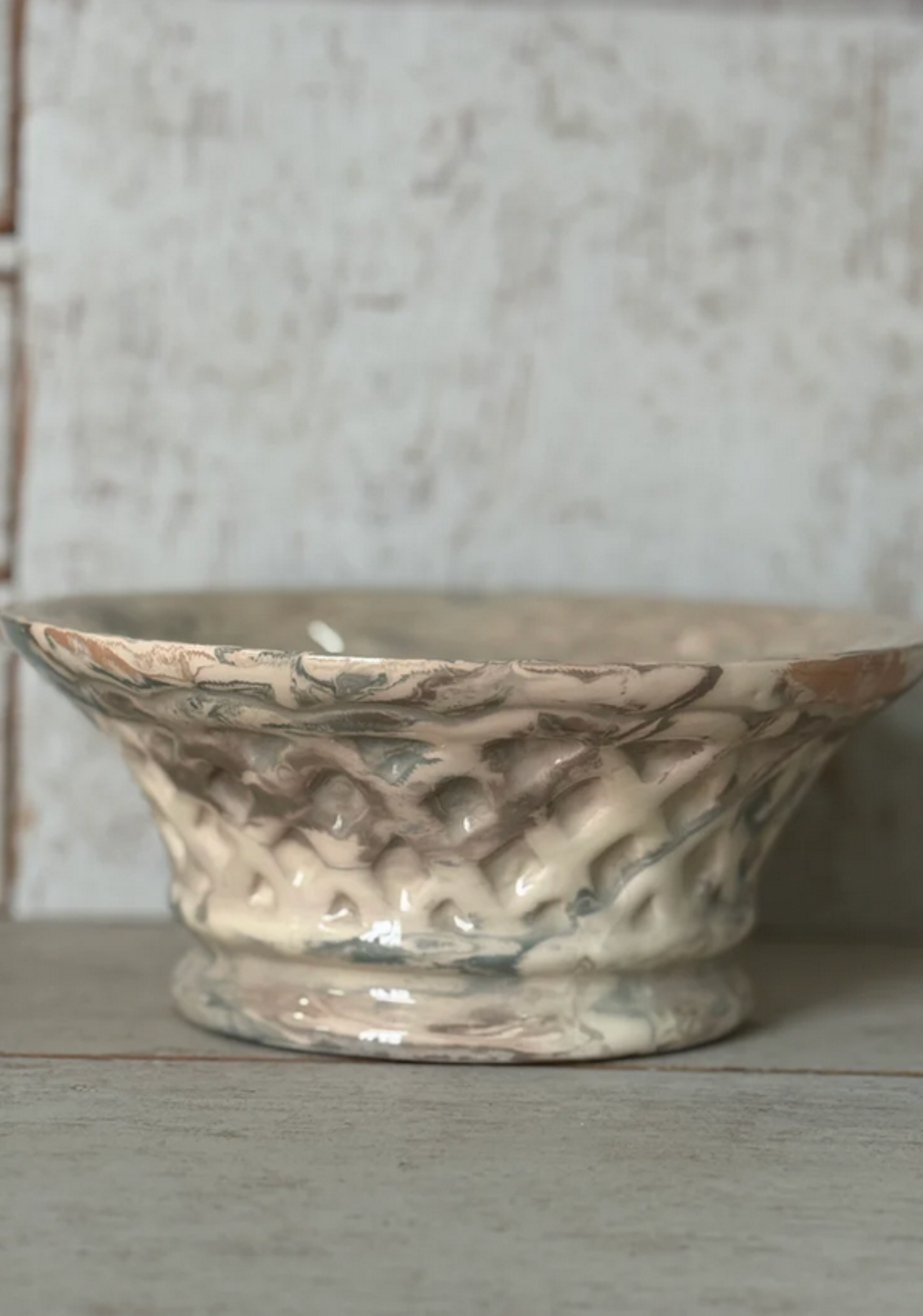 Vintage Marbelized Pichon d'Uzes Decorative Bowl