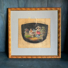 Framed 19th-Century Aubusson Cartoons on Pale Blue Linen Mat