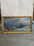 French Stormy Shipwreck Scene, 20th c Oil Painting