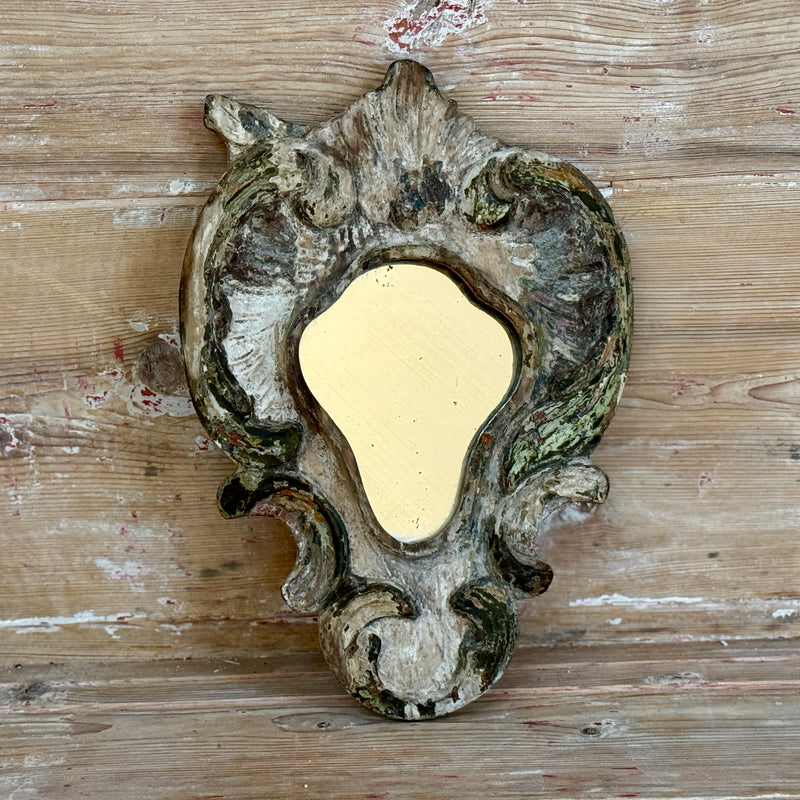 Belgian Wooden Frame Mirror w/Traces of Gold Paint circa 1800-1850