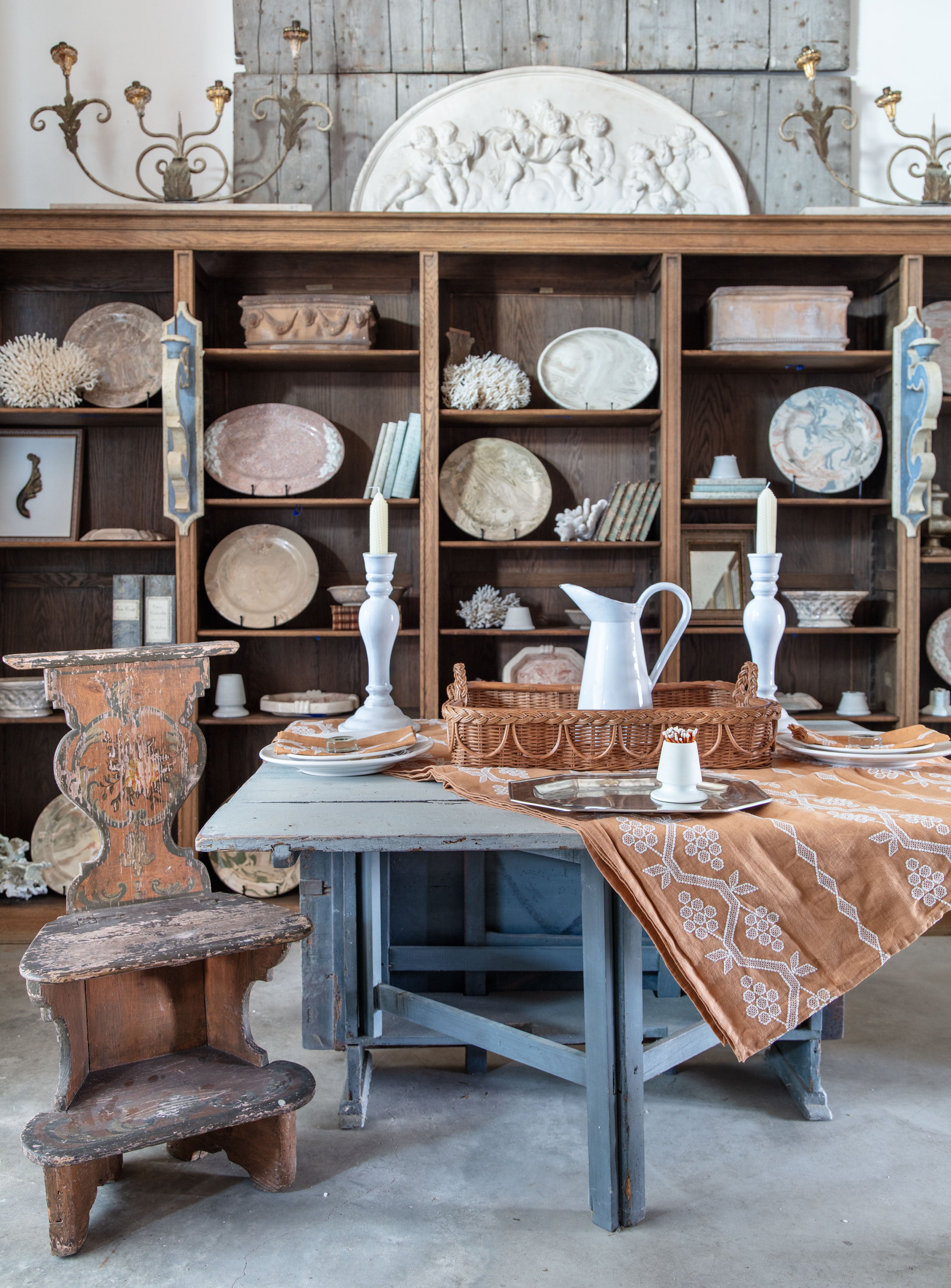 18th c Folk Art Swedish Hinged Hall Chairs