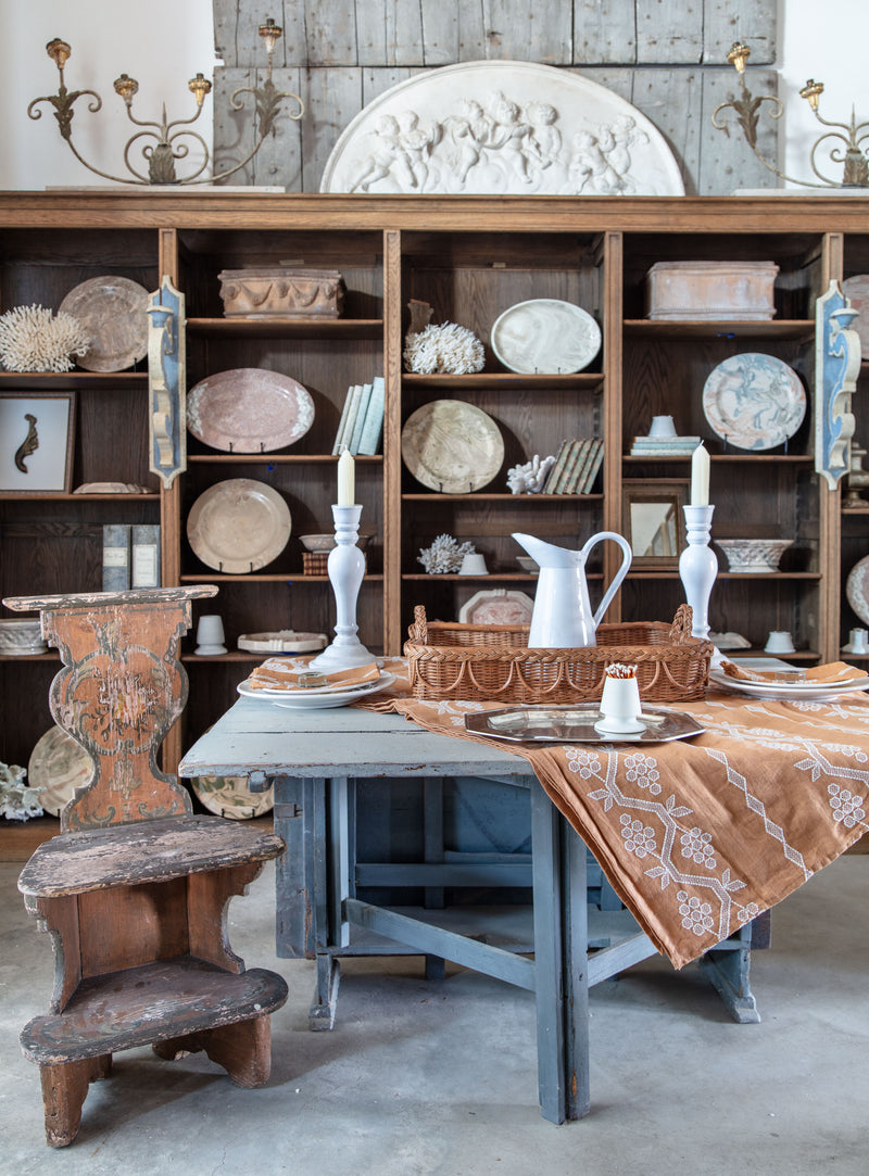 18th c Folk Art Swedish Hinged Hall Chairs