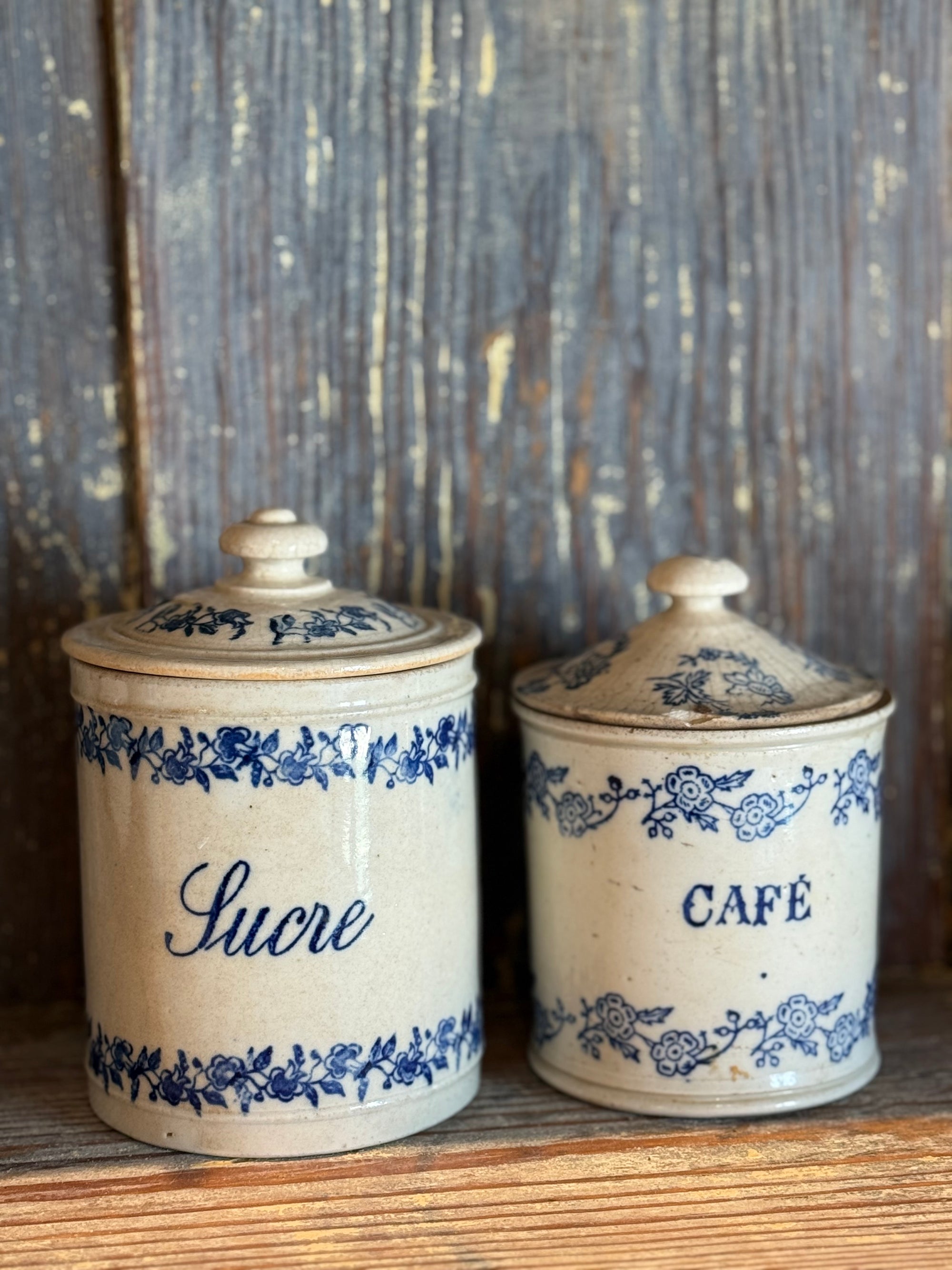 Vintage French Lidded Kitchen Canisters