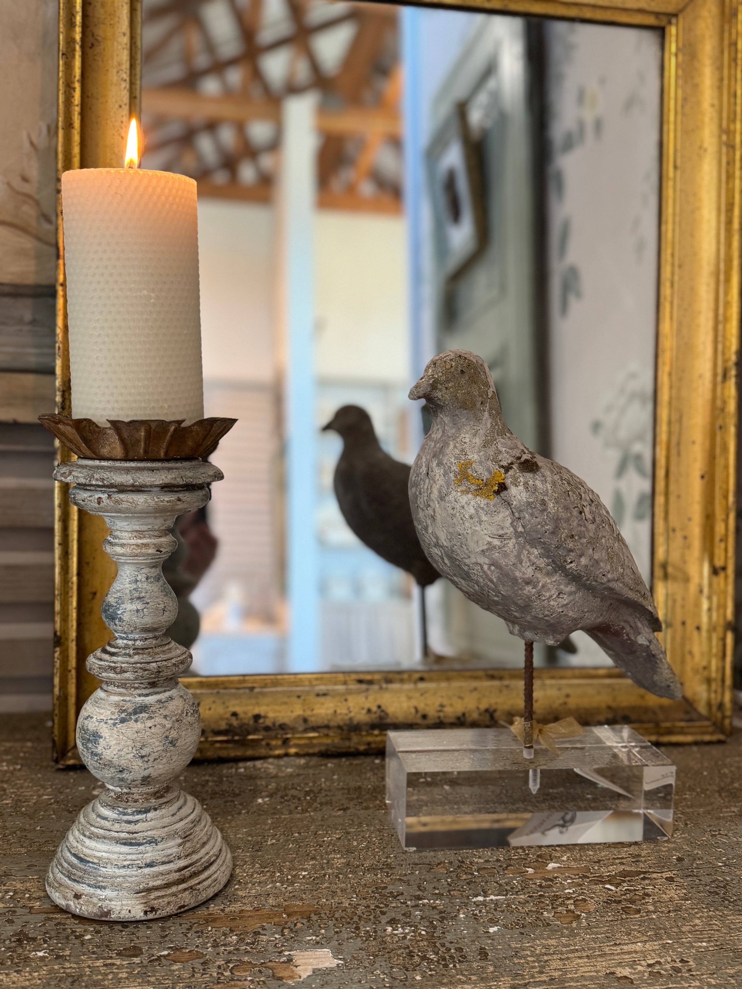 Antique French Garden Dove on Acrylic Stand