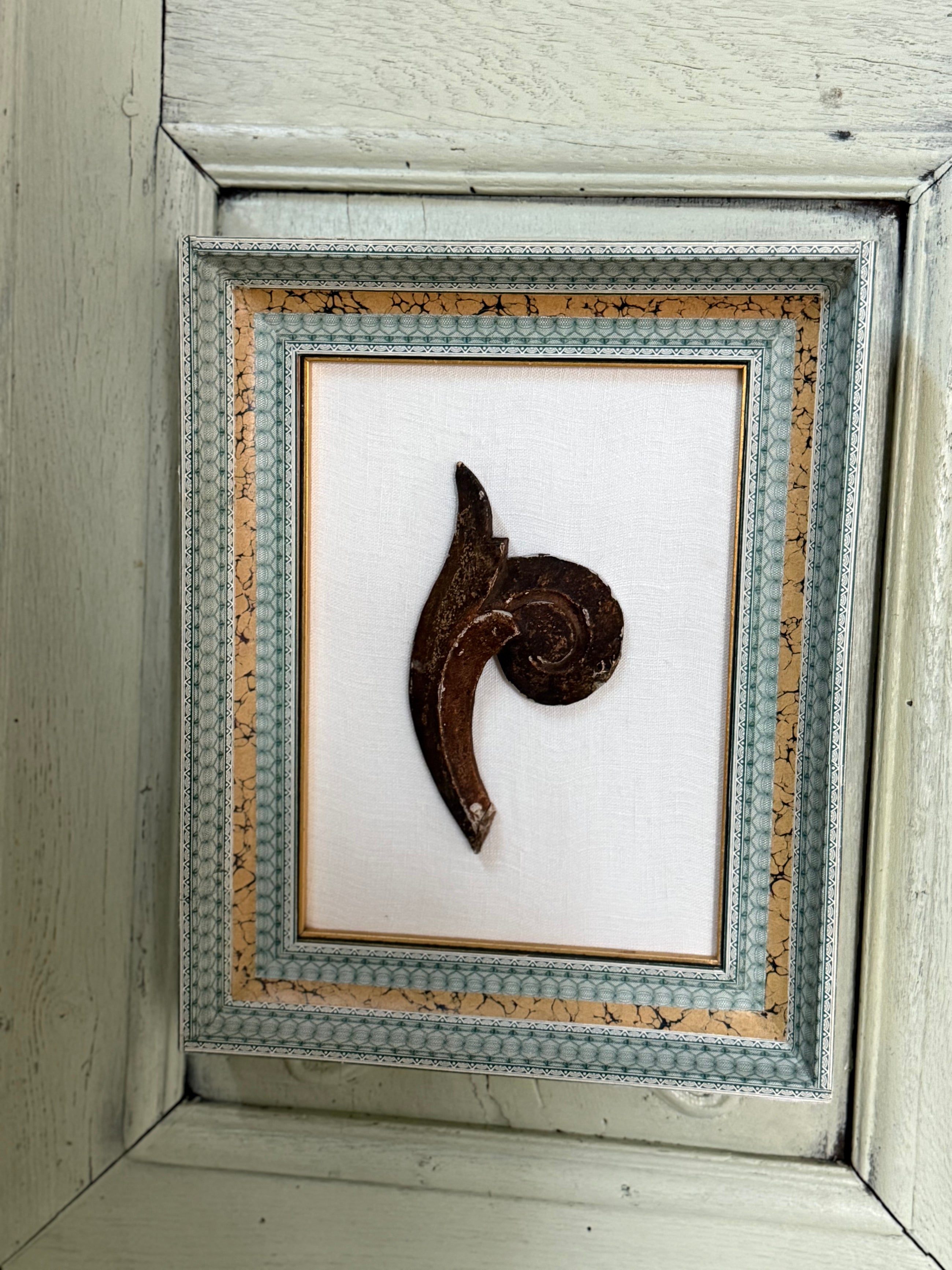 French Decoupaged Frame with Intaglios, Green and Mustard