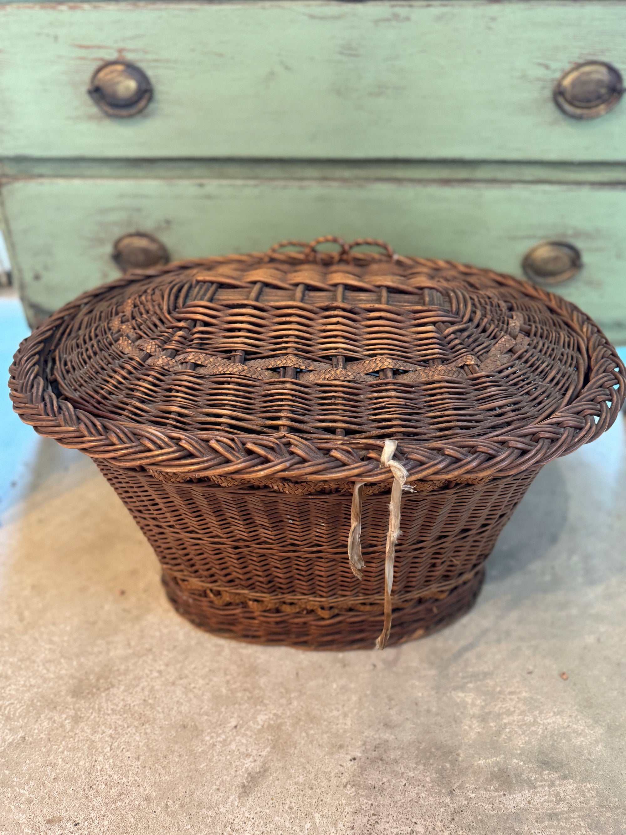 French Oval Sewing Basket Circa 1900