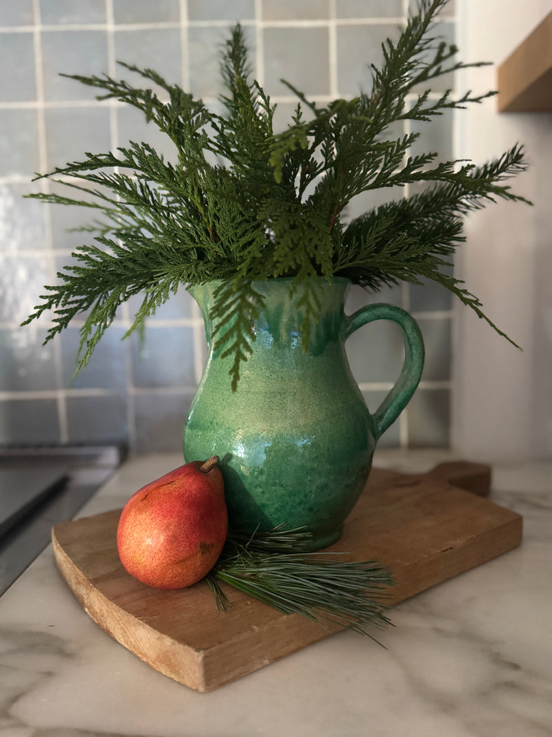19th C Glazed Green Pitcher from famous St-Jean-de-Vos