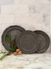 Antique Pewter Charger Plate, Plays de Loire - Small