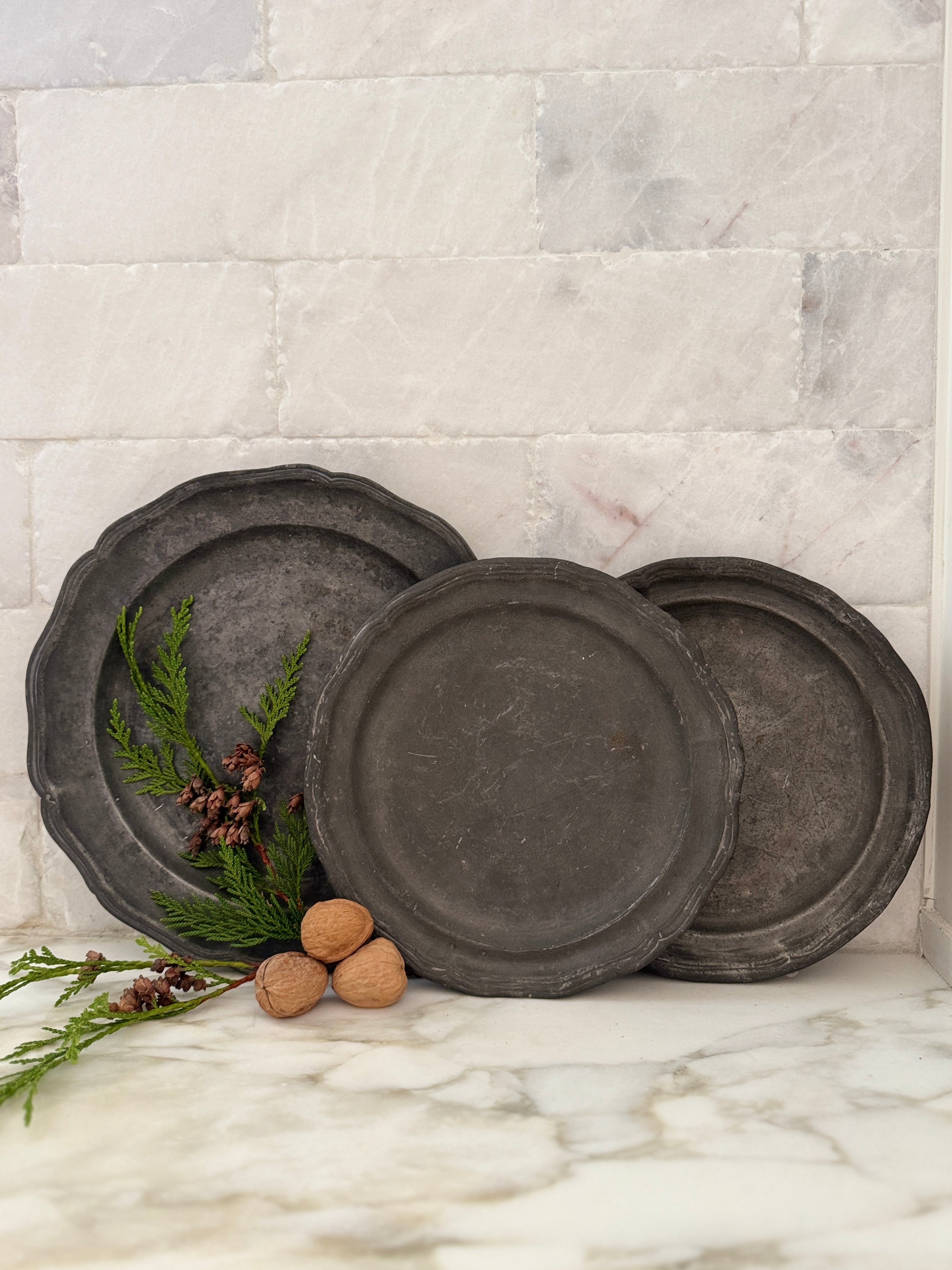 Antique Pewter Charger Plate, Plays de Loire - Small