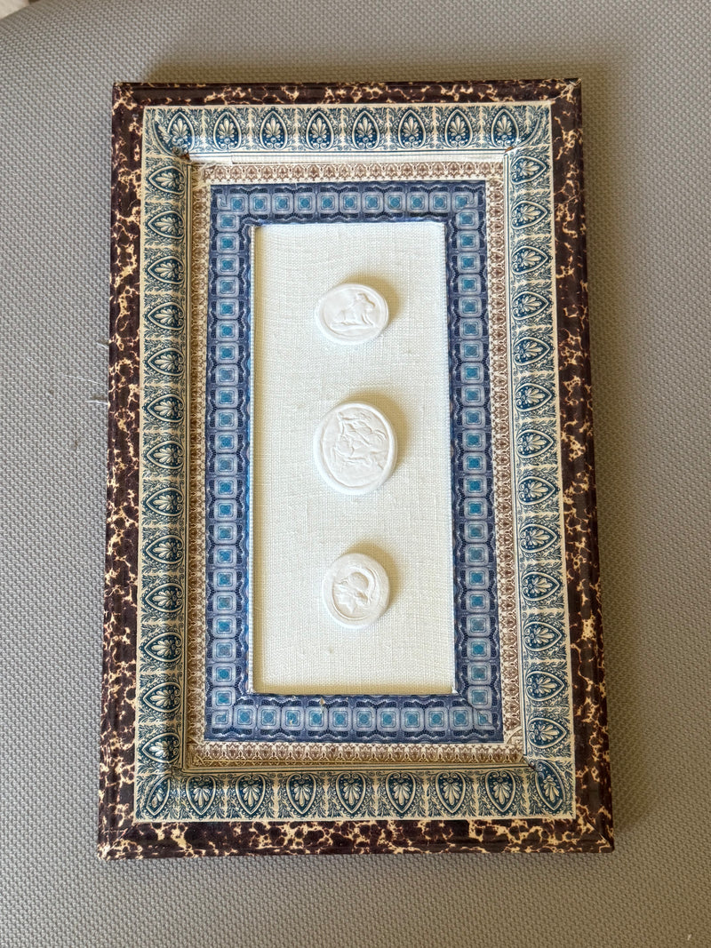 French Decoupaged Frame with Intaglios, Blue