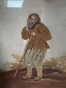 Pair of 18th-Century French Oil Paintings with Textile Appliqué Figures