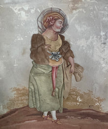 Pair of 18th-Century French Oil Paintings with Textile Appliqué Figures