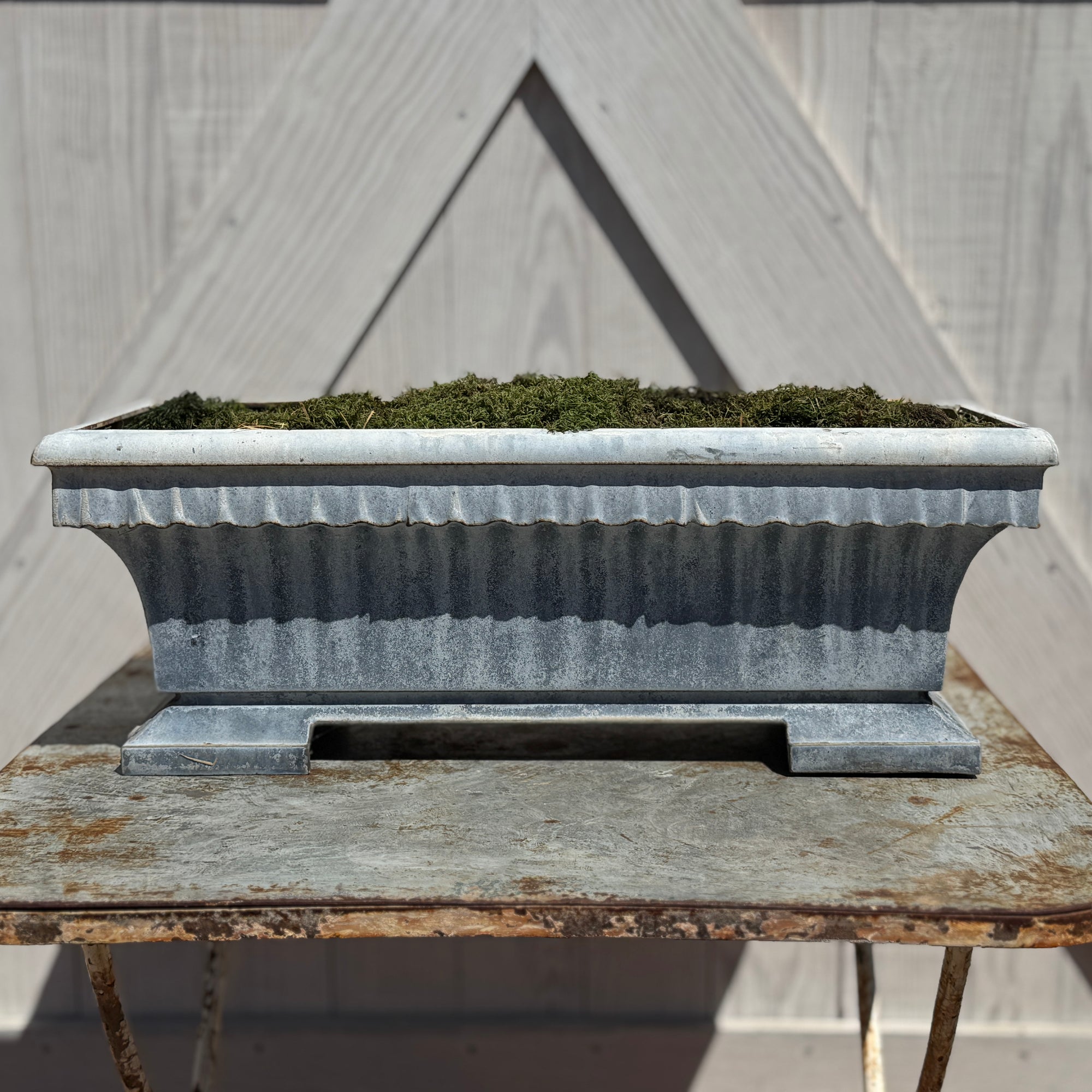 Antique French Blue Zinc Footed Planter