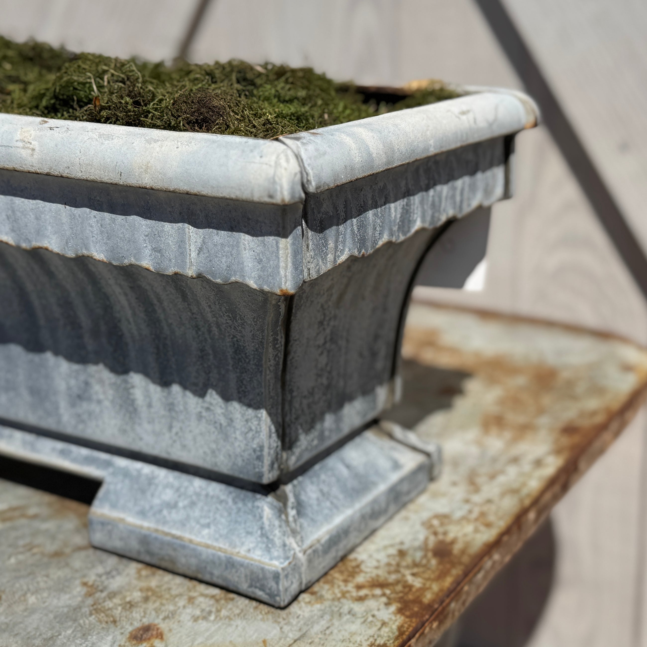 Antique French Blue Zinc Footed Planter