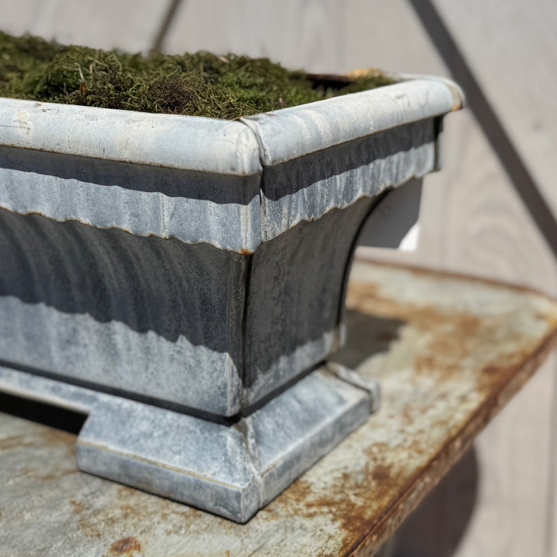 Antique French Blue Zinc Footed Planter