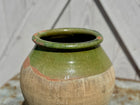 Vintage Spanish Biot Jar with Olive Green Glaze