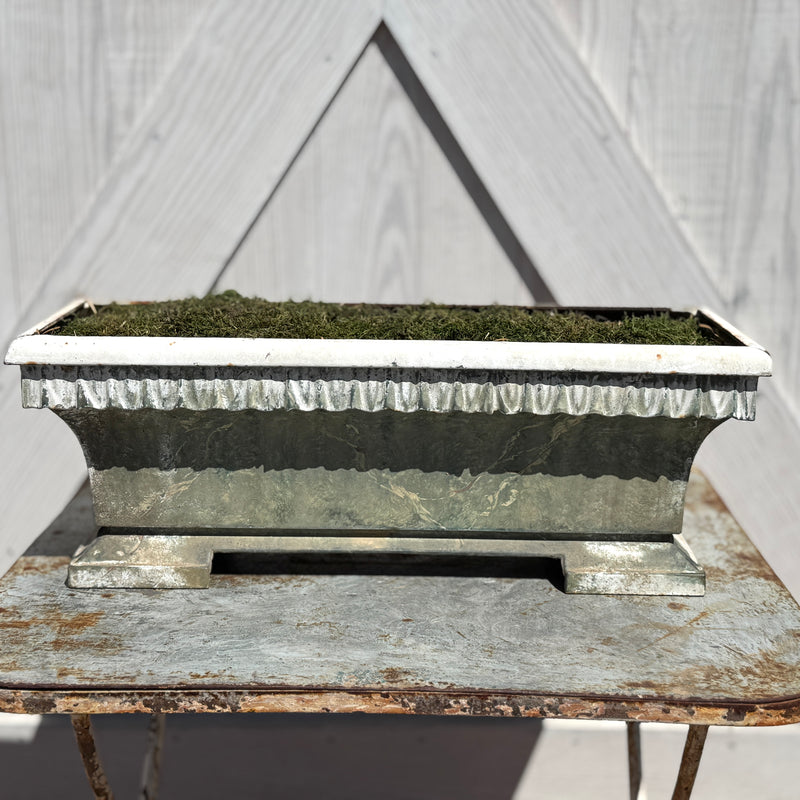 Antique French Green Washed Zinc Planter